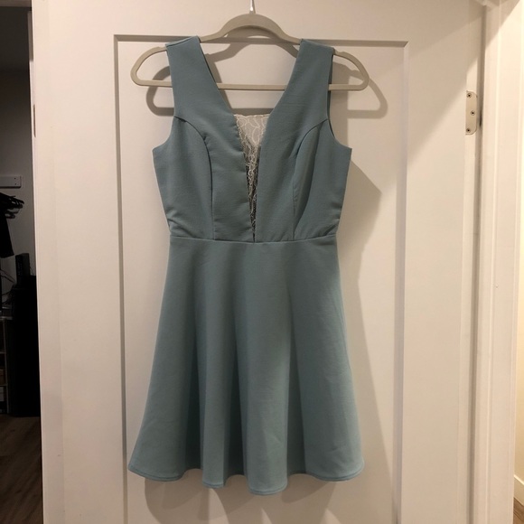 Fit and Flare Powder Blue Dress with Lace Size S - Picture 2 of 8